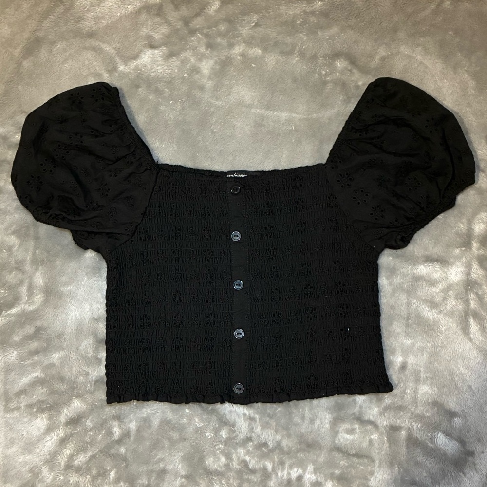 Ambiance Black Puff Sleeve Blouse